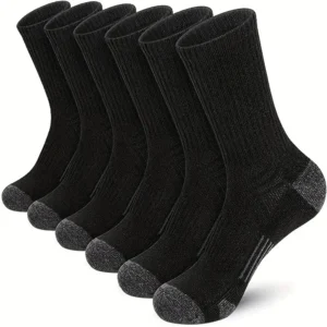 6 Pairs Mens Thermal Socks, Brushed Interior Warm Winter Thick Heavy Duty Cushioned Crew Sock — widely purchased set with solid warmth and comfort