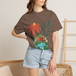 happy earth comfort colors® funny floral shirt, smiling planet kawaii tee, funny nature & flowers t shirt, cute funny earth shirt, nature lover gift, funny blooming planet graphic tee